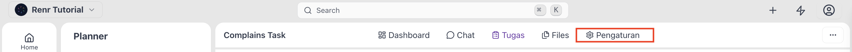 Settings tab