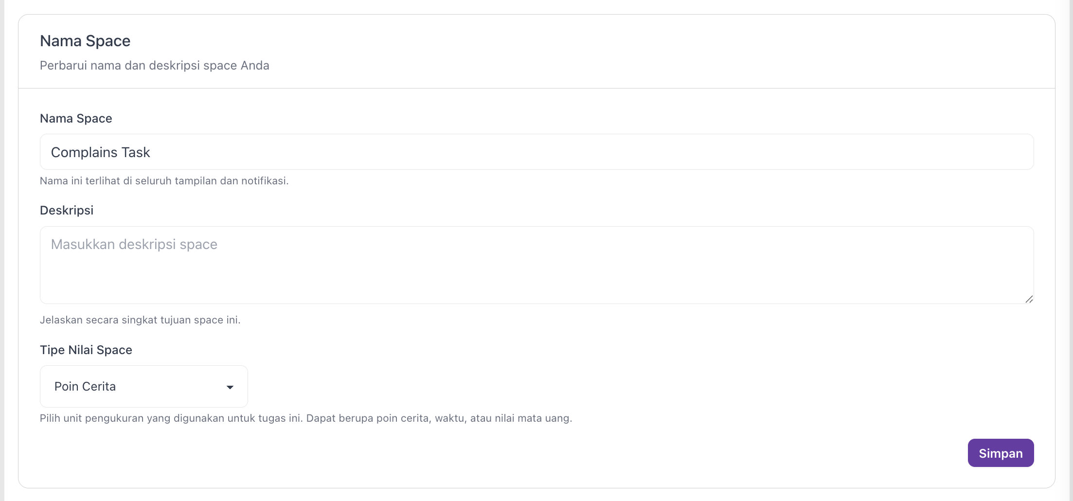 Rename or update a Space